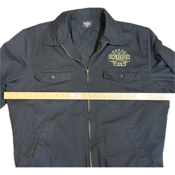 King Kerosin Hot Rodder Jacket XL Skull Graphic Biker Rockabilly Black Cotton - Picture 6 of 8